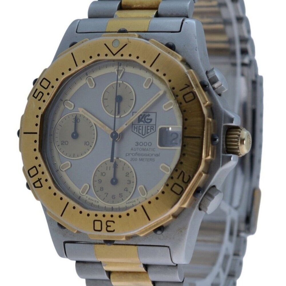 RARE Tag Heuer Two-Tone 3000 Series 38mm Automatic Chronograph Watch 134.206! - Picture 3 of 10